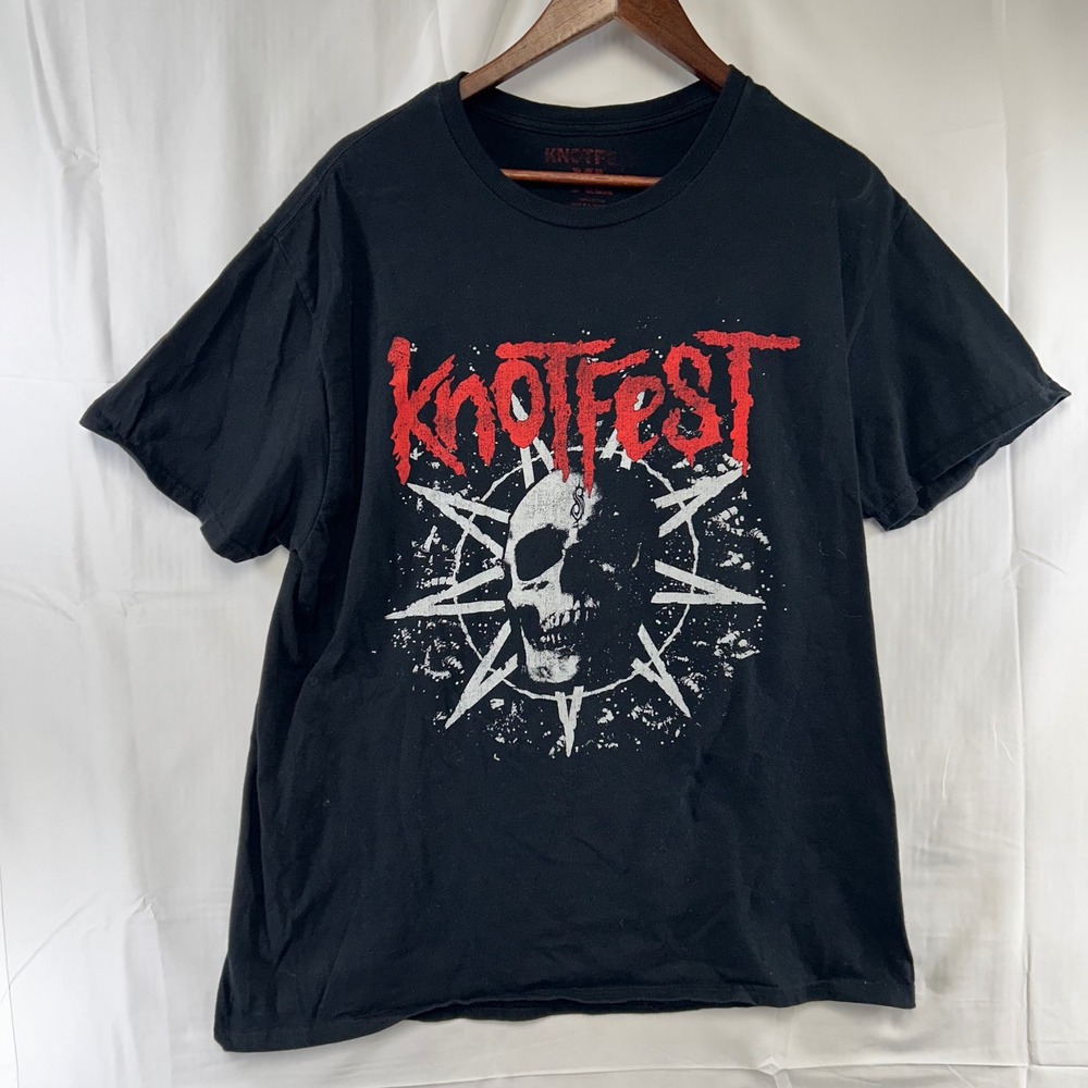 Knotfest T-Shirt Mens XL Black Short Sleeve Skull Slipknot Logo 2022 Concert Tee